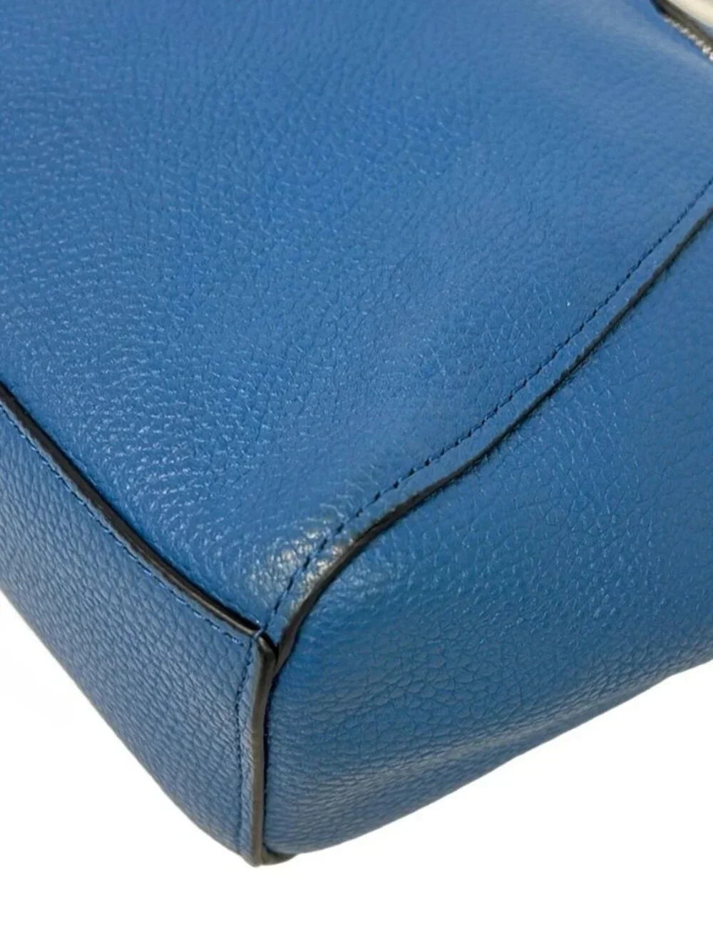 COACH Prairie Satchel Polished Pebbled Leather 58874 Blue Leather Handbag